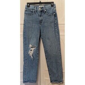 Women's Madewell The Perfect Vintage Distressed Straight Leg Jean Size 25 Petite